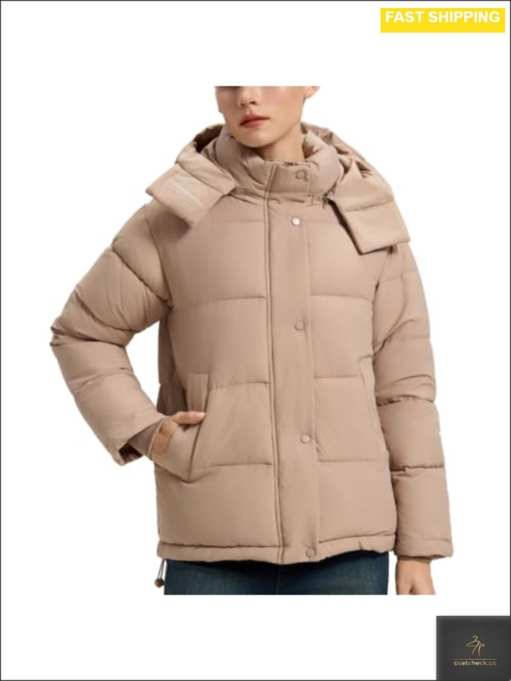 Women's Puffer Jacket Trendy Winter Coat with Removable Hood
